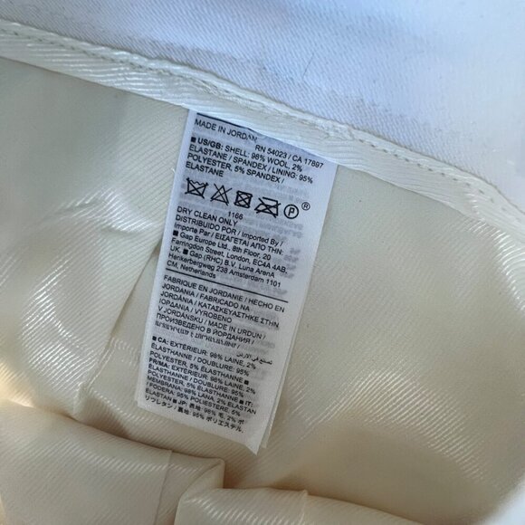 Banana Republic Off-White Barathea Italian Wool Tapered Pant Size 12 Long - Picture 14 of 16